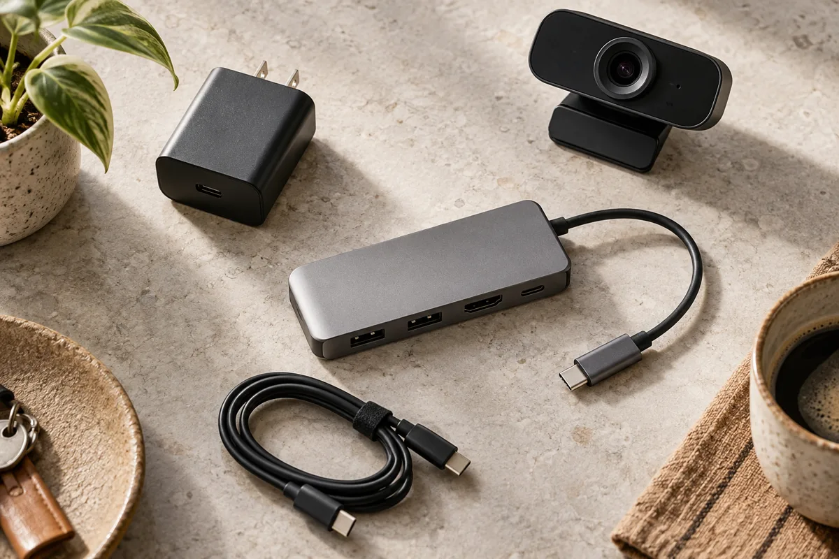 USB accessories prepared for a tablet camera test