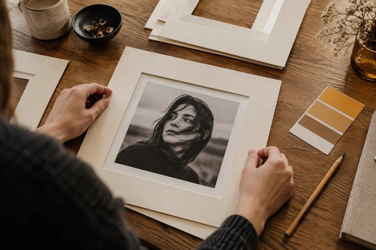 Arranging portrait borders and spacing on a desk